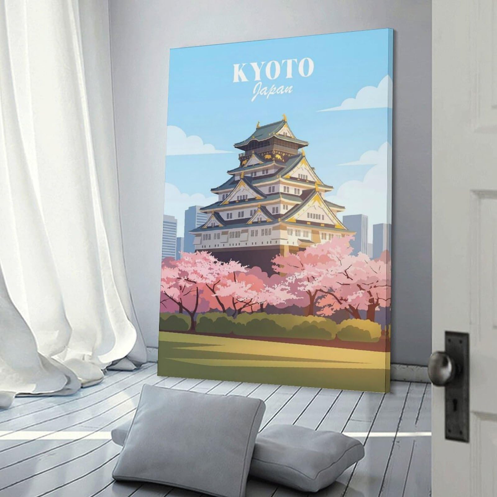 Junmoney Decorative Wall Artwork Kyoto Japan Castle, 08x12inch(20x30cm), for Home, Office, Studio Or Guest Room, A Flexible Wall Accent for Shared Spaces