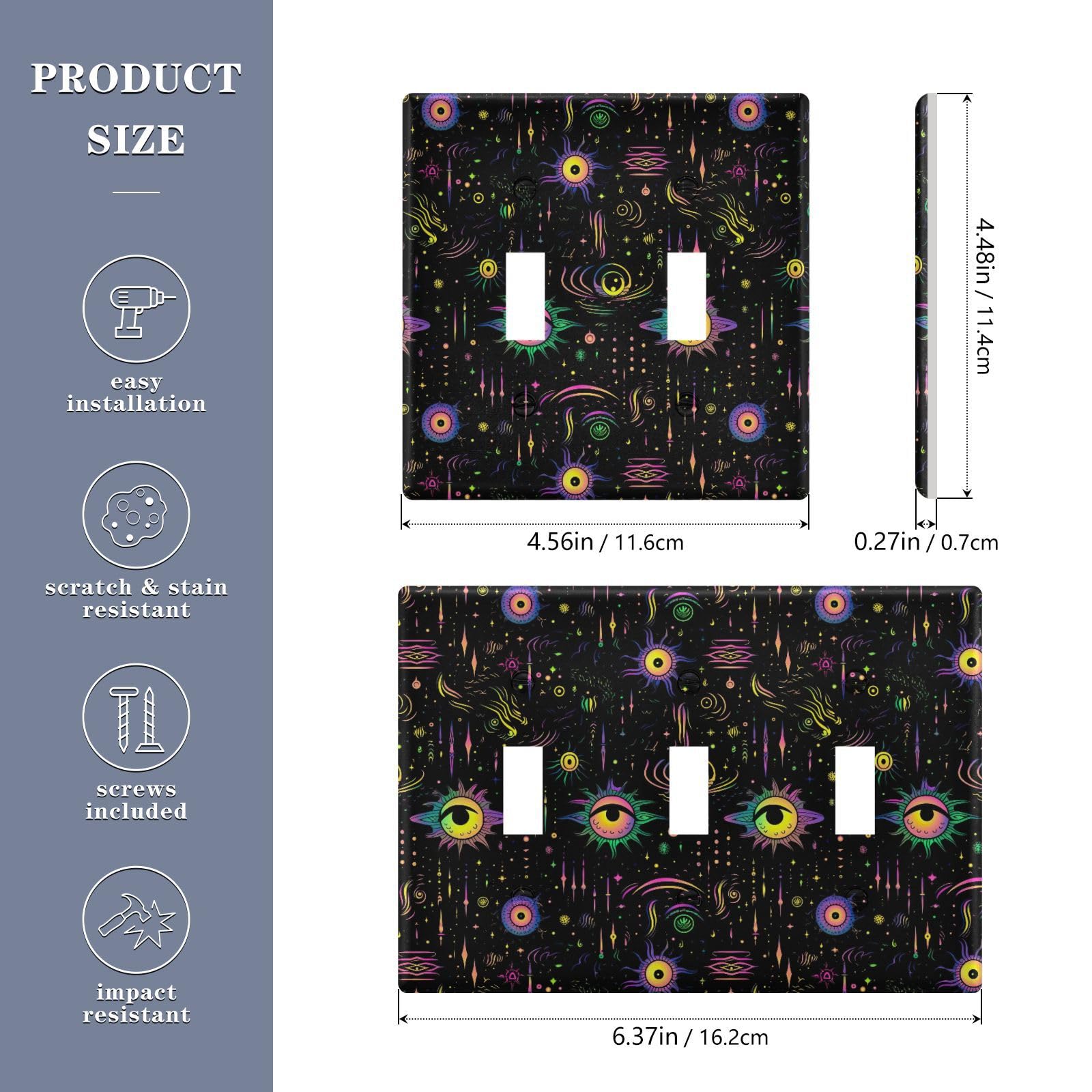 UMIRIKO Eyes Mandala Light Switch Cover Plate Covers Decorative Double Toggle Home Decor 202a8663