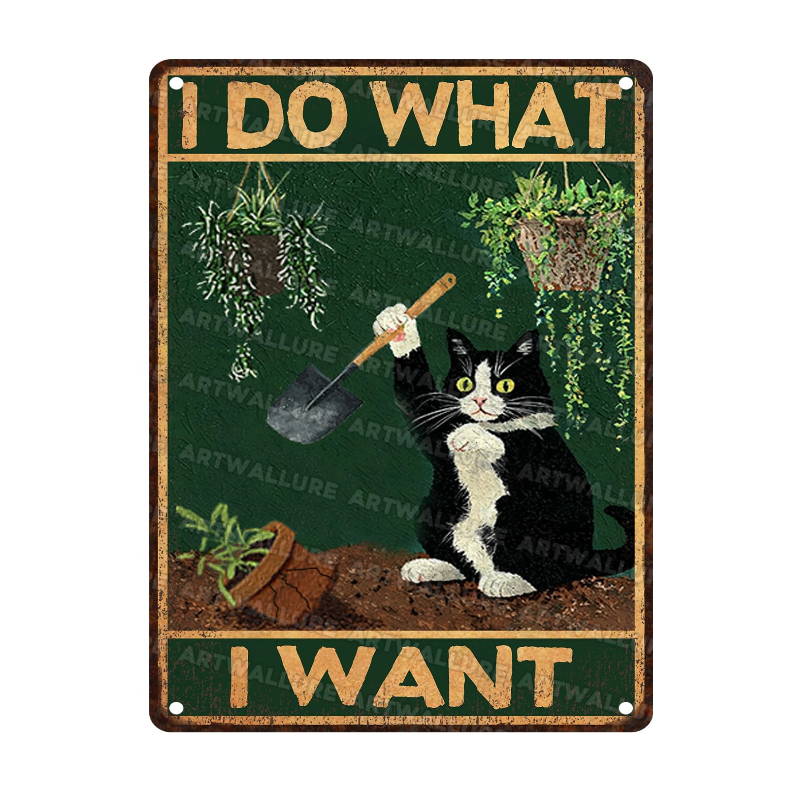 Black Cat Vintage Tin Sign I Do What I Want Metal Sign for Cat Lovers Room Decor 12x16inch