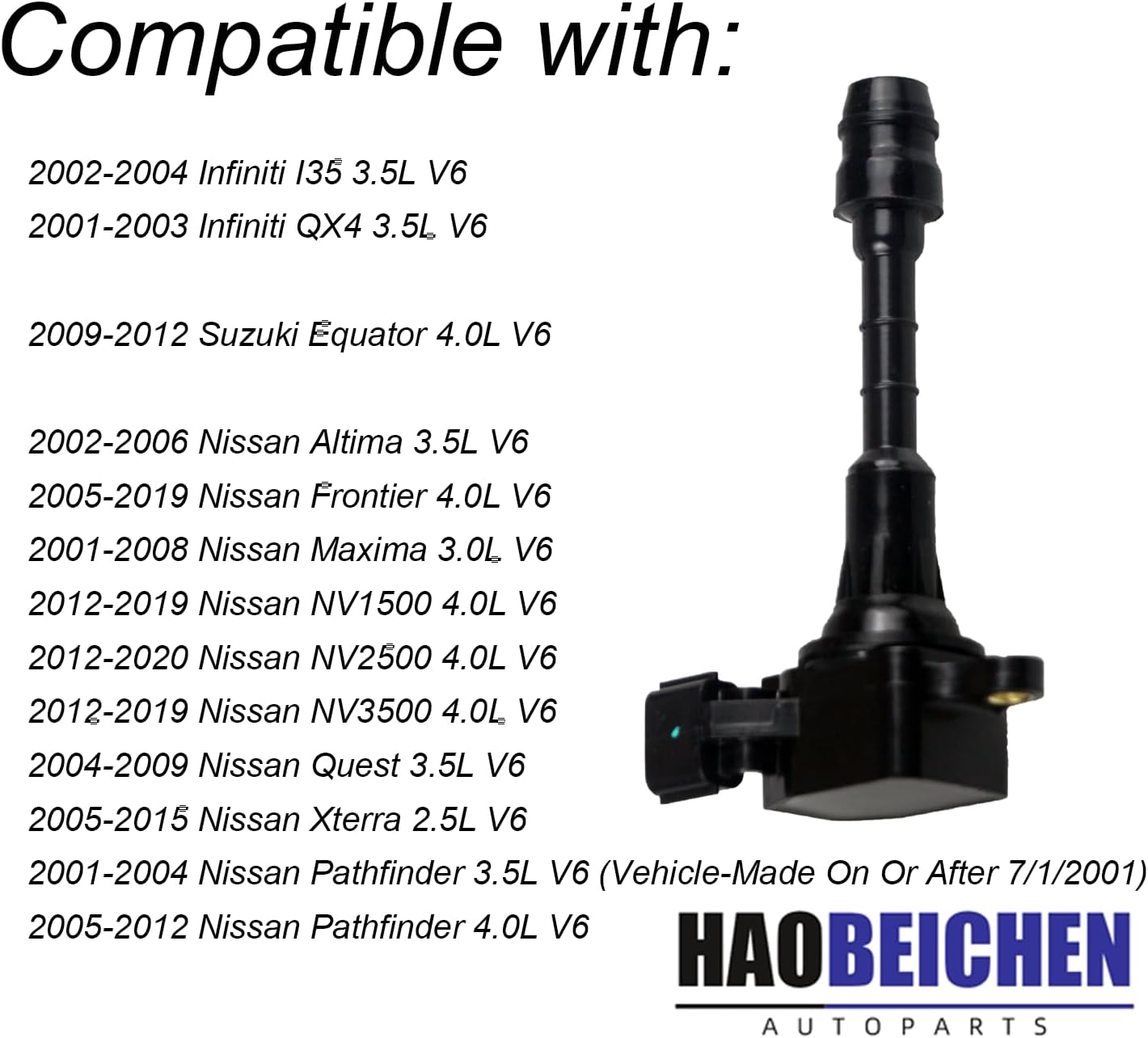 Ignition Coil Packs Set of 6 Compatible with Nissan Altima Murano Pathfinder Infiniti I35 QX4 Suzuki Equator 2005 2007 2008 2009 2010 2012 2013 3.5L 4.0L V6 Replacement for UF349 C1406