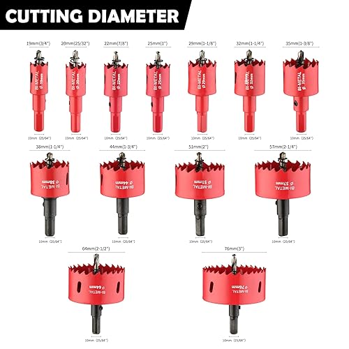 Miniatura 7 de dashap Kit de sierra de agujero bimetálico, juego de sierra de agujero de carburo para metal fino y madera