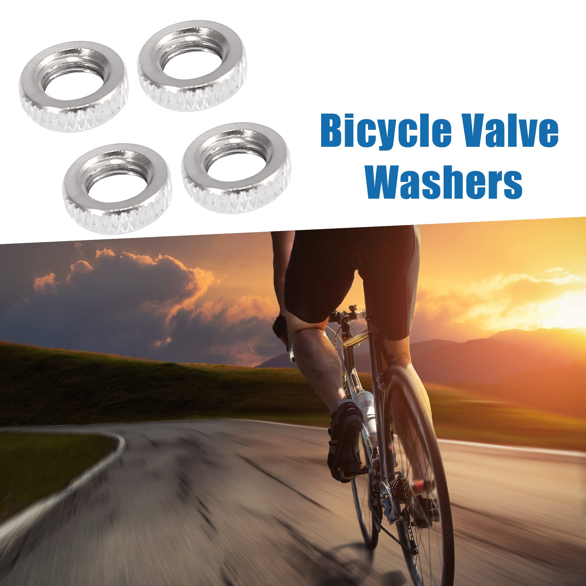 A ABSOPRO Bicicletta Francese Tipo Valvola Adattatore Dado Rondella Tono Argento (4Set)