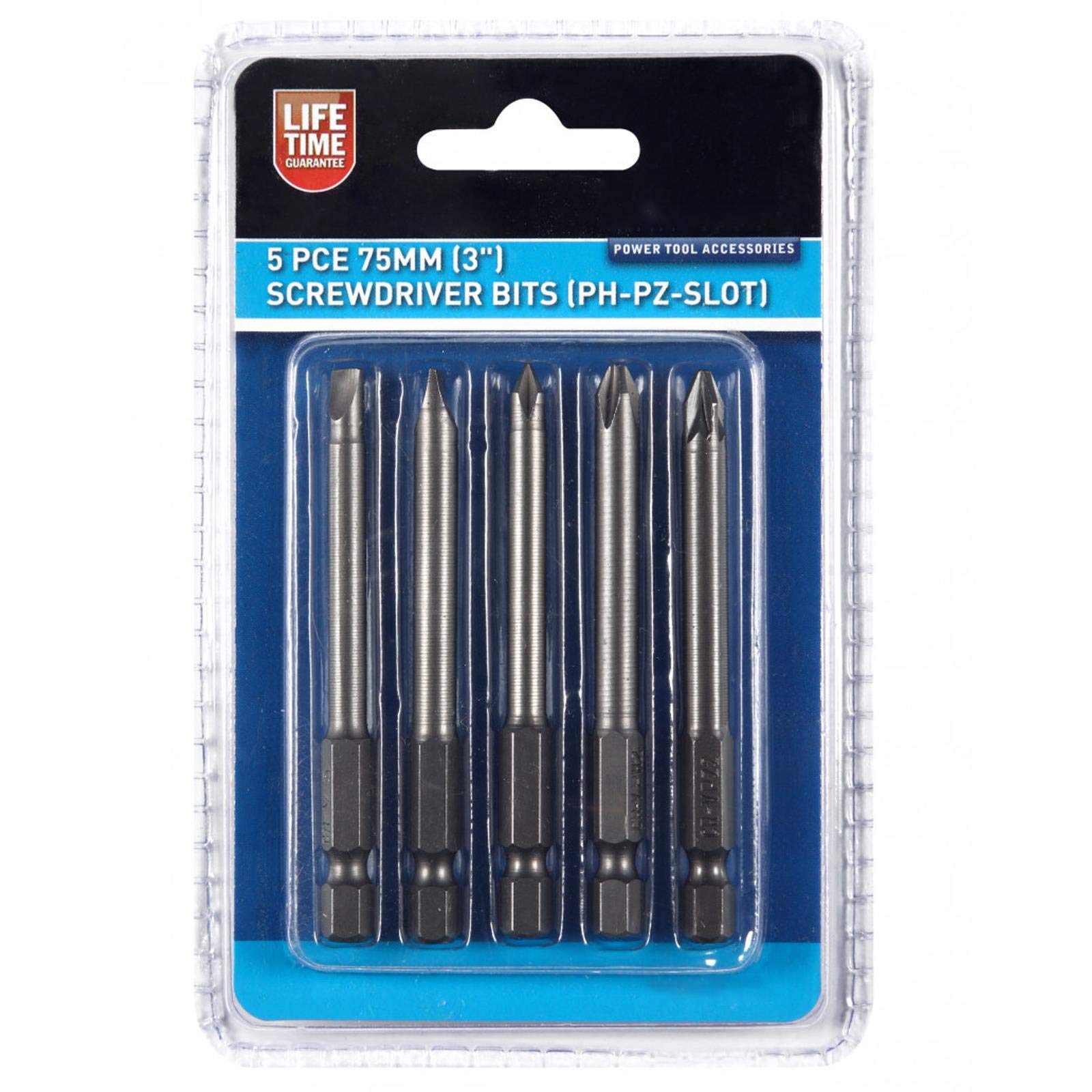 Blue Spot Tools 14123 5 Piece 75mm (3") Screwdriver Bits (PH-PZ Slot)
