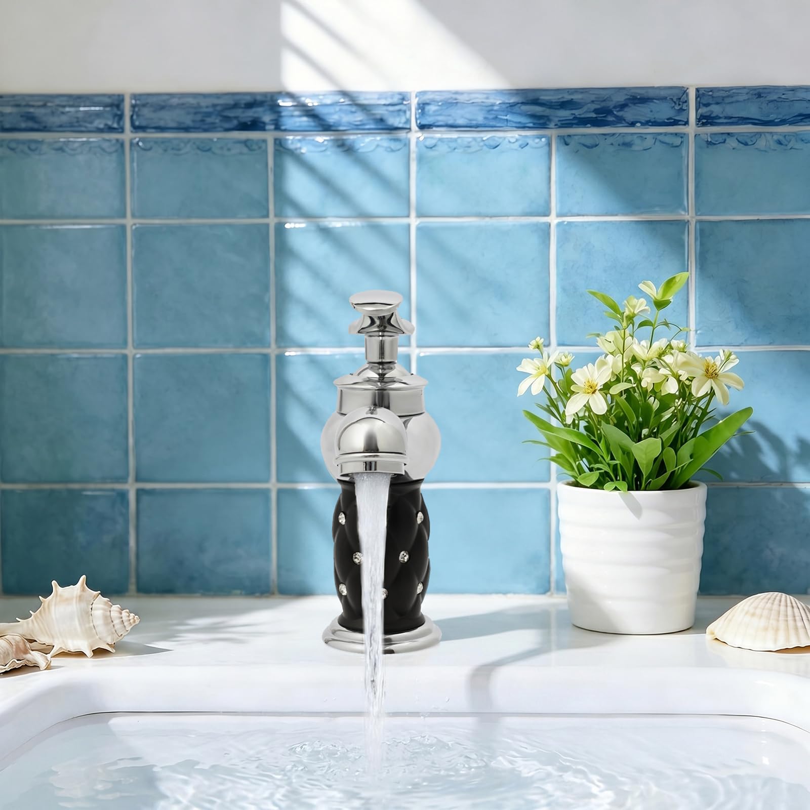 Rubinetto da bagno retrò in ottone antico, miscelatore monocomando con cartuccia in ceramica, bocca di erogazione da 120 mm, con tubo flessibile e connettori G3/8, C