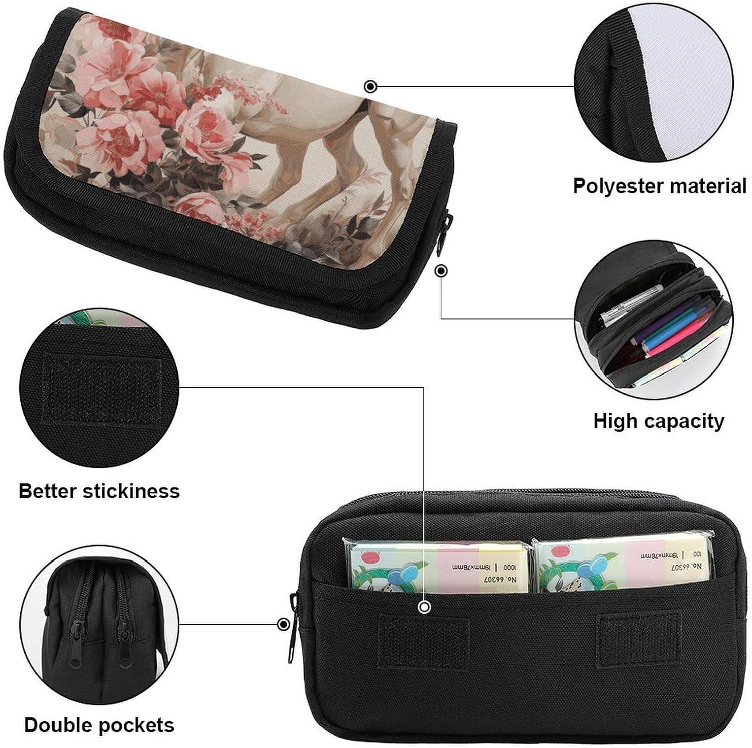 Horse Image Pencil Case Big Capacity Pencil Pouch image 3