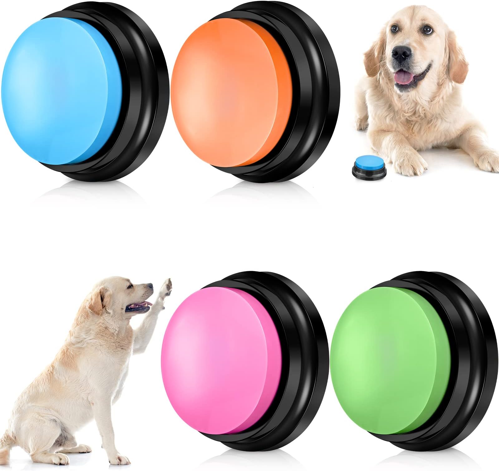 Set of 5 Color Dog Buttons with Rubber Mat for
