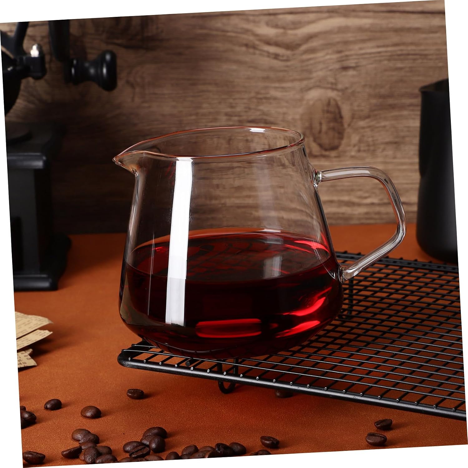 Ipetboom Heat Resistant Glass Coffee Kettle with Ergonomic Handle Transparent Borosilicate Teapot for Brewing Coffee Milk and Tea Easy Clean Smooth Surface Home and Cafe Use
