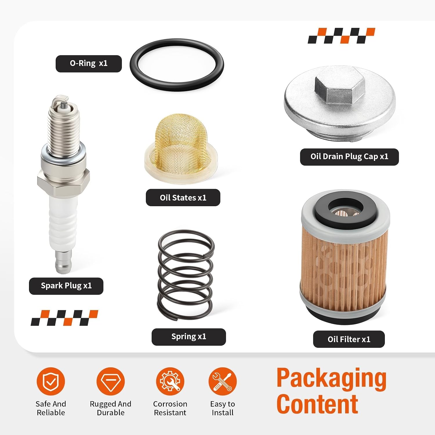 For Yamaha XT225 TTR225 TTR230 TT225 TW200 1992-2024 Oil Filter + Oil Drain Plug Cap w/States kit & Spark Plug 5H0-13440-09-00