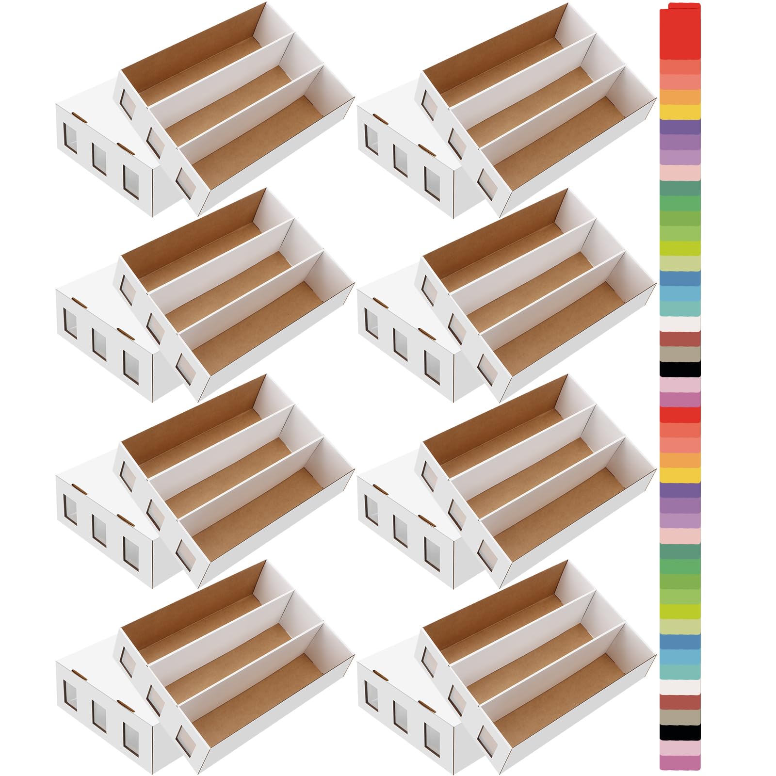 8 Pack Trading Card Storage Box, 18800+ Count Card Storage Box with 48 Card Divider White Sports Card Storage Box Cardboard Card Organizer Box Bulk Card Case Trading Card Box for Sport Basketball Card