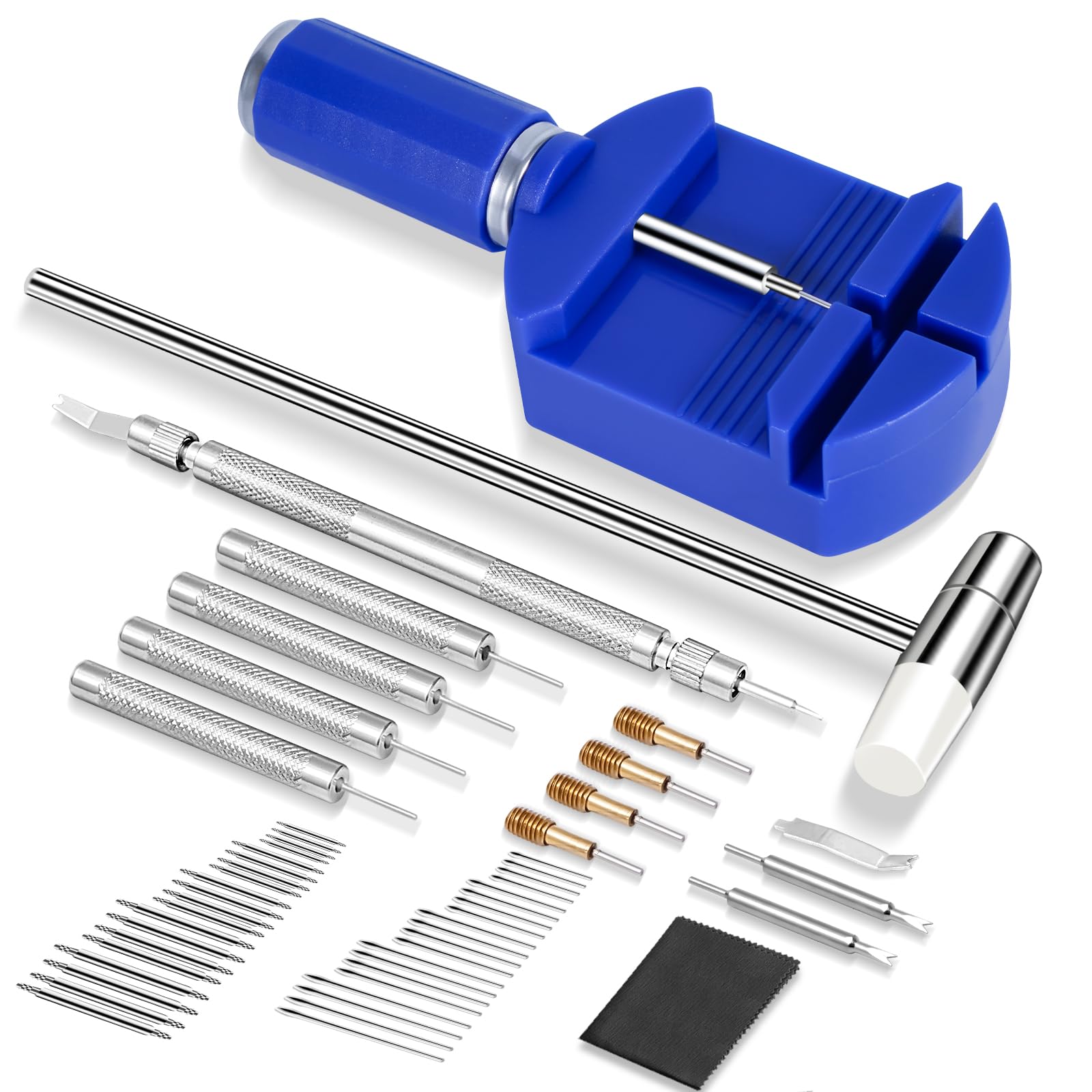 Kit Reparacion Reloj para Ajustar y Acortar Correas, Quitar Eslabones, Pasadores Resorte, Punzón Acero