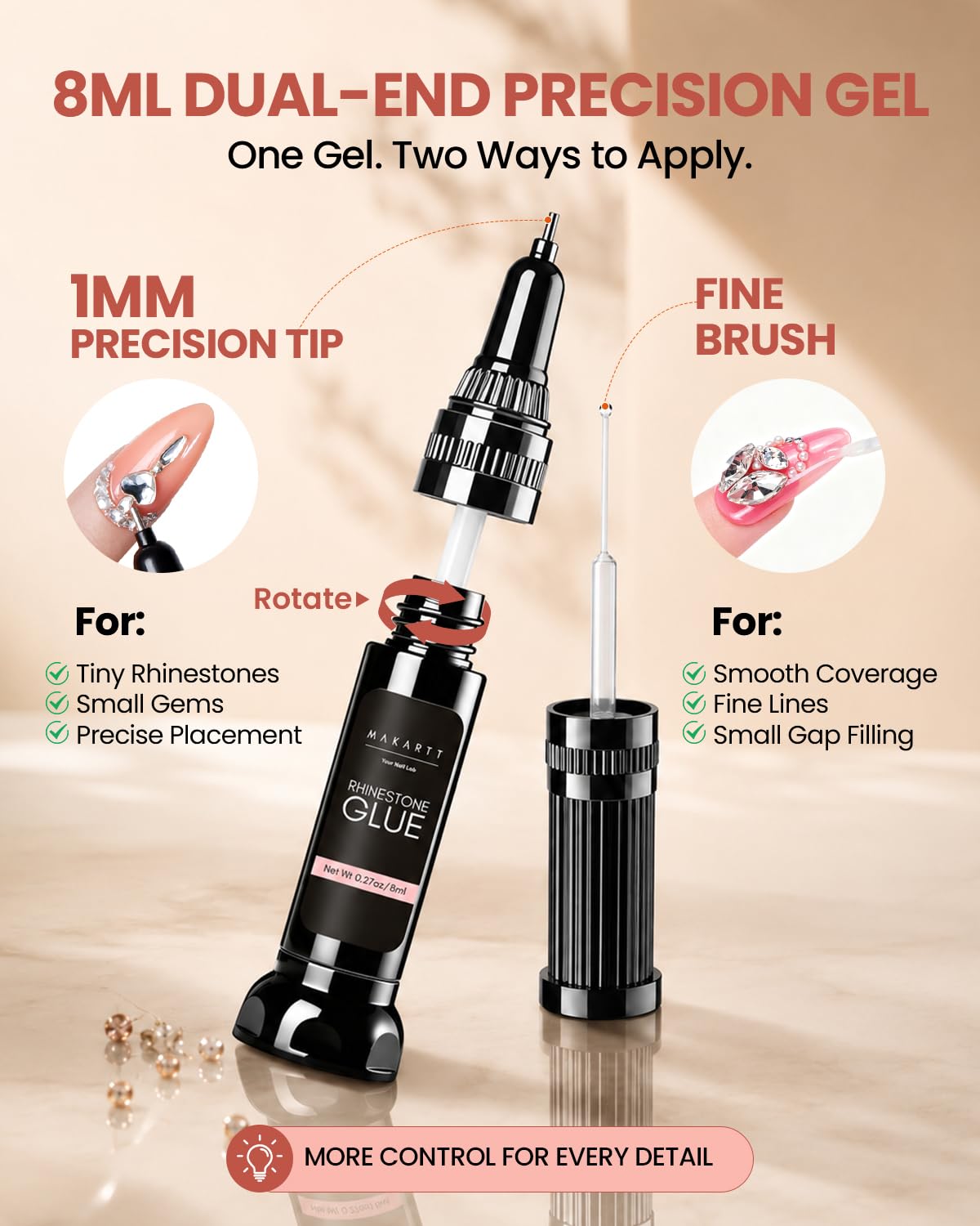 Makartt Nail Rhinestone Glue Kit - Strong Hold Gel -5