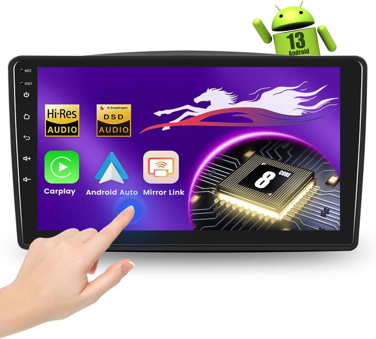 Android Car Radio for Toyota Sienna 2004-2010 with Qualcomm 8 Core 4G+64G 5G WiFi, 9'' 1280P QLED Touch Screen Car Stereo Carplay Android Auto GPS DSP Bluetooth5.0 Camera, Support J.B.L & Big Screen