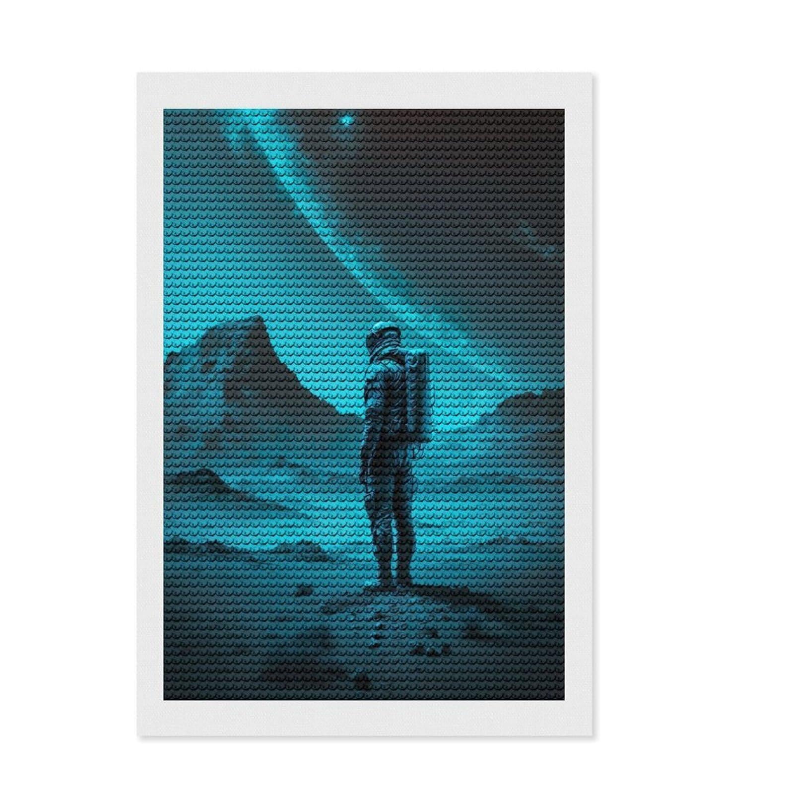 Junmoney Astronaut Moon Landing Diamond Painting Set 8"x12", Aesthetic Room Decor, Vintage Style Decor, Creative Hobby, Decorative Artwork