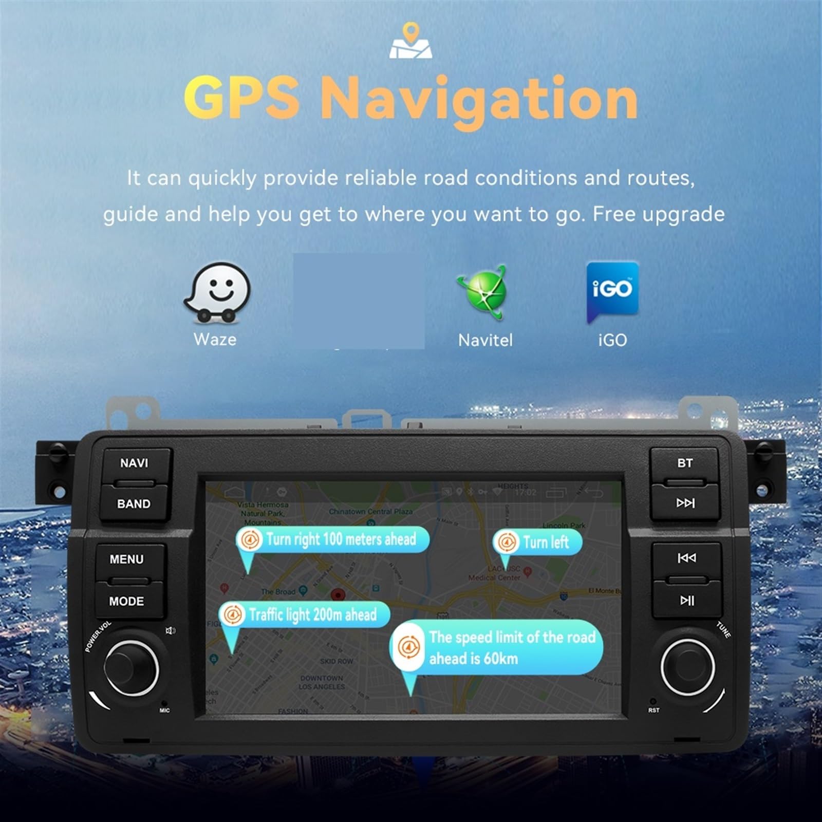 Unità Di Testa Audio Navigazione Multimediale For Auto Chiaro E Responsive(4Core 2GB 32GB)
