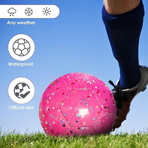 Miniatura 5 de Balón de fútbol rosa, pelota de fútbol oficial, talla 5, entrenamiento deportivo al aire libre, fútbol, recreación, regalo, para adultos, equipo