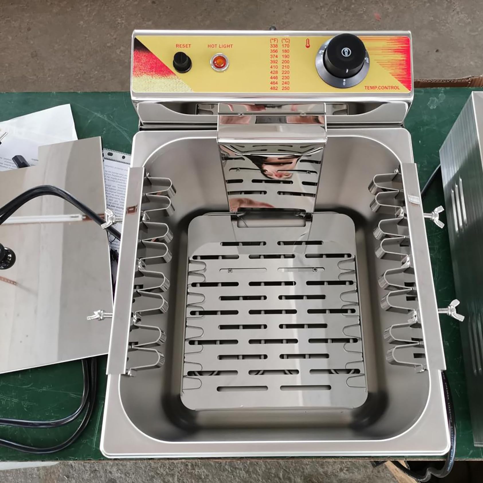 Freidora Industrial De 1900 W Y 12 L, Automática, para Freír Queso, Salchichas, Perritos Calientes, Palitos De Salchicha, Patatas Fritas, Donuts Y Más.