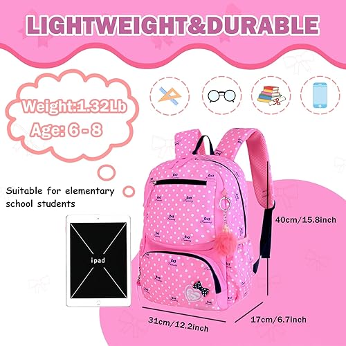 Miniatura 2 de Mochila escolar 3 en 1 con estampado de lazo para niños, 3 en 1, con bolsa de hombro y bolsa para lápices