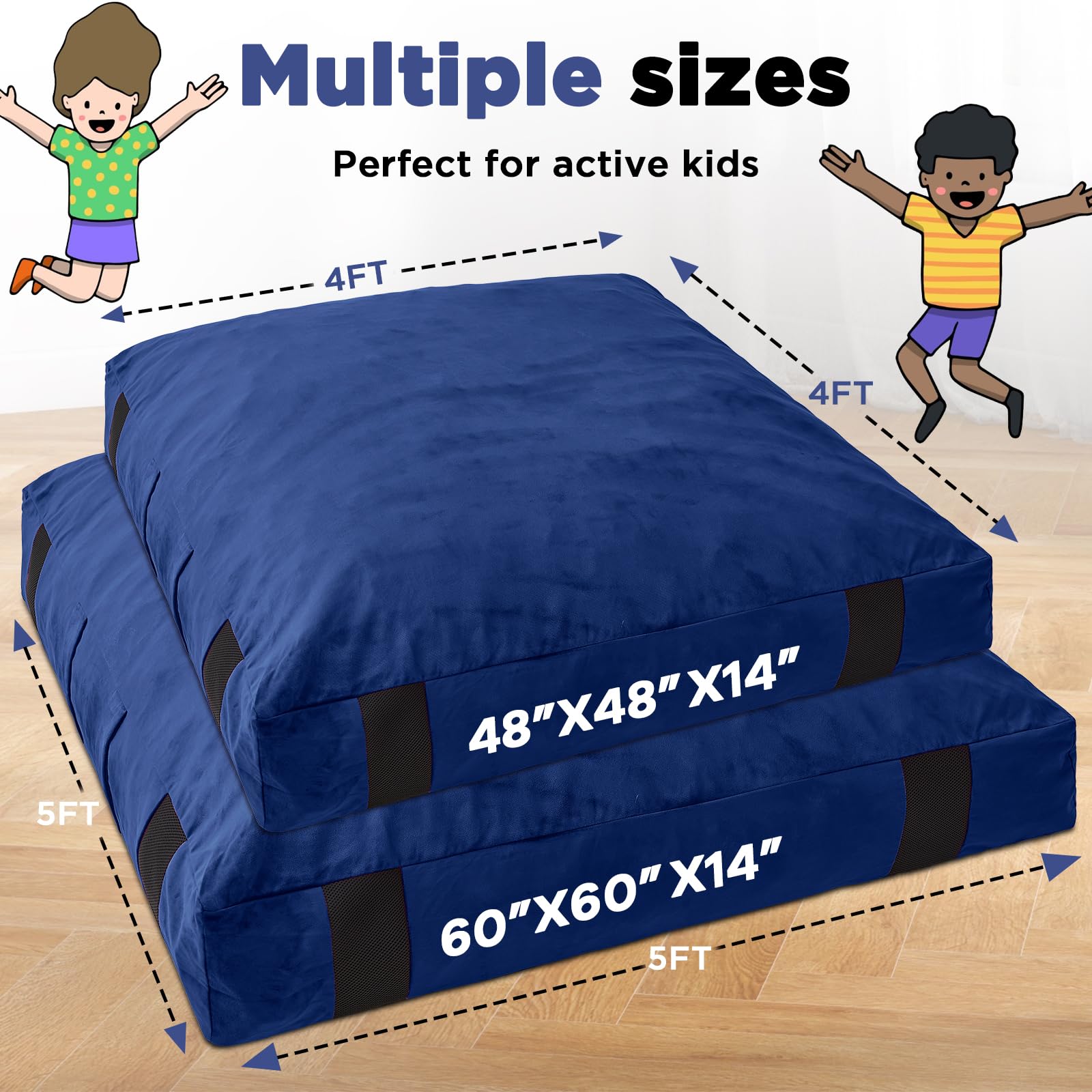 JOYWOO Crash-Pad für Kinder, sensorisches Zimmer, 1,2 x 1,2 m, rutschfeste sensorische Crash-Matte, geschredderter Schaumstoff, sensorisches Crash-Pad für Kinder, weich, waschbar, Geschenk für Kinder