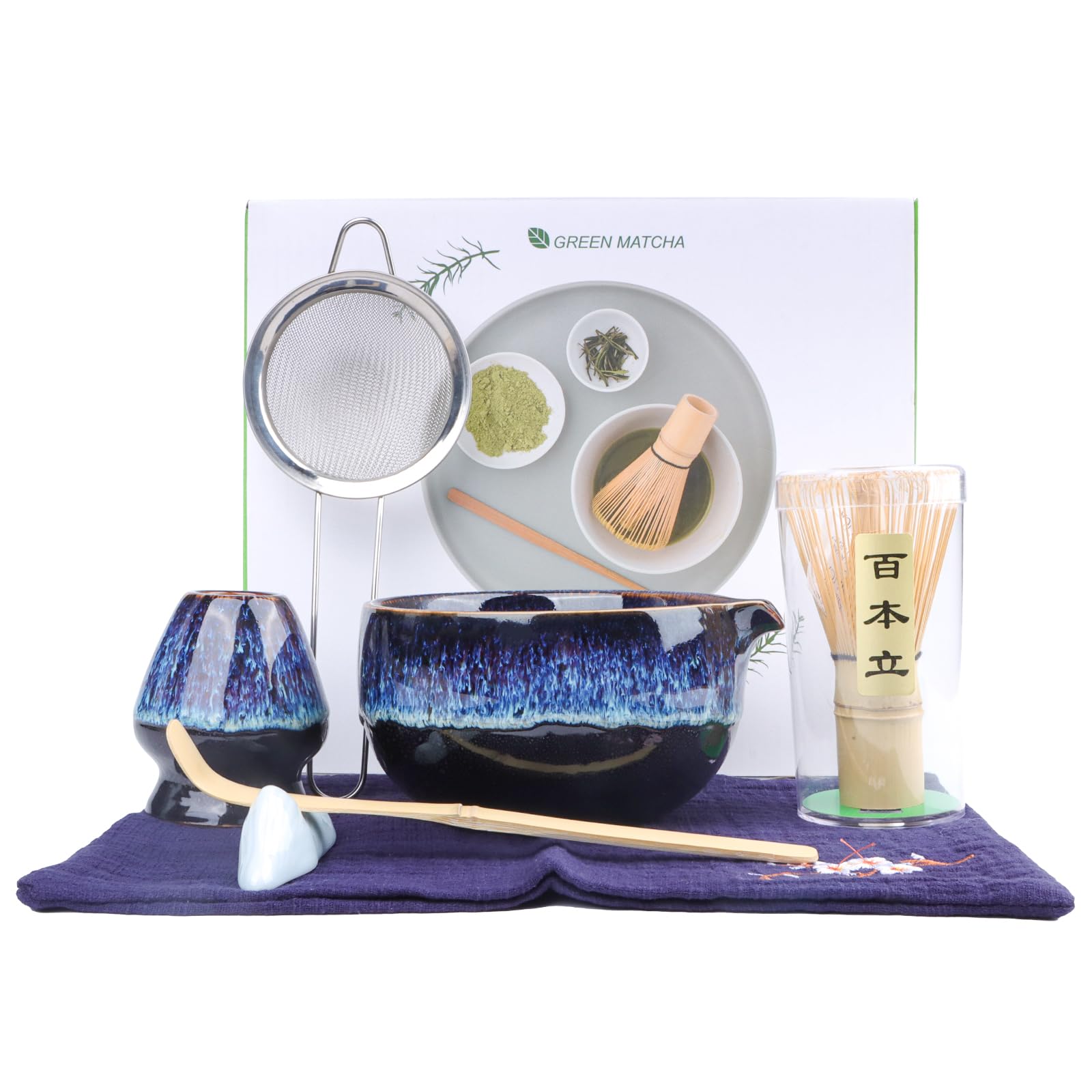 FIVAVA Matcha-Set – 7-Tlg. Macha Tea Set mit Matcha Schale und Matcha Zubehör, ein hochwertiges Matcha Set für Matcha-Enthusiasten (schwarz)
