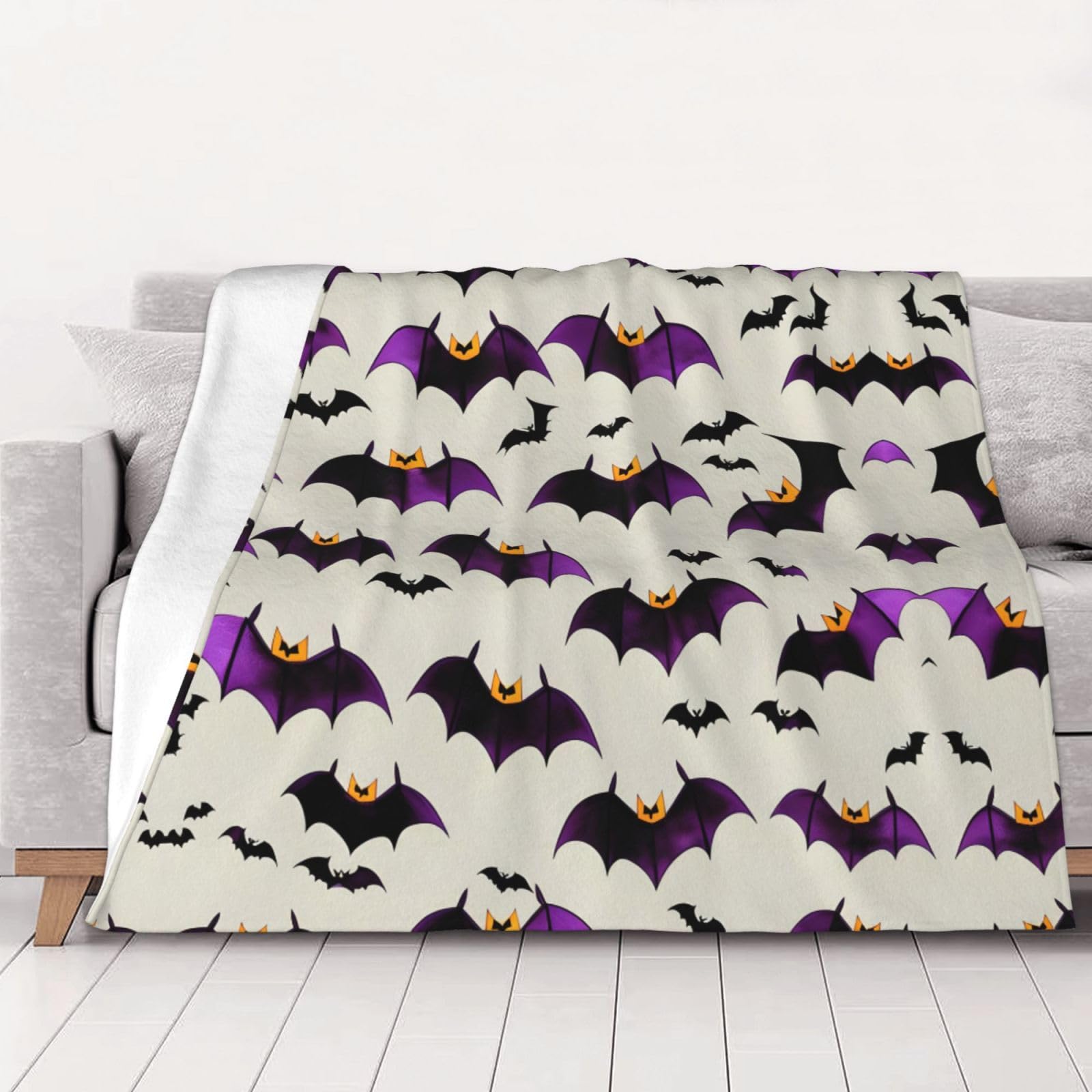 Couverture d'Halloween violette plaid douillet pour décorer votre salon et vos nuits de canapé