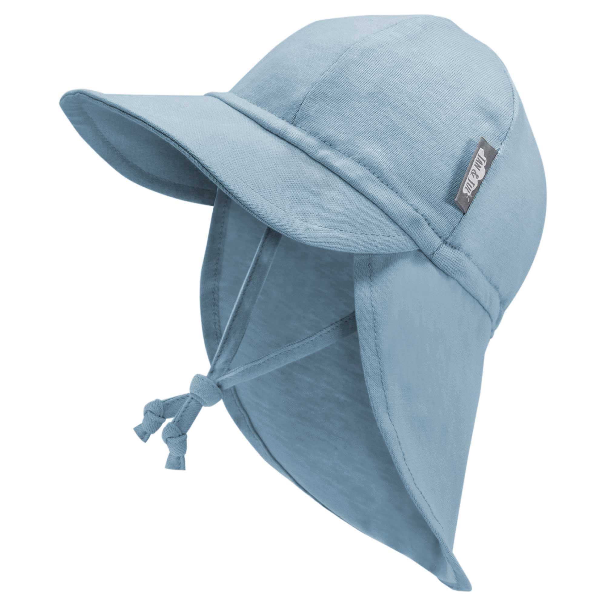 JAN & JUL Cap for Baby Boy, Extra Sun Protection with Neck Flap (Stormy Blue, Size M: 6-24m)