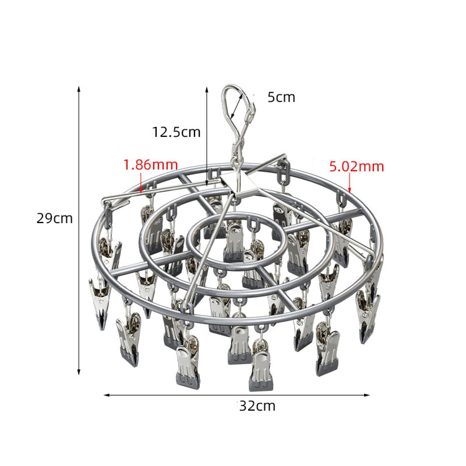 Antivento pieghevole rettangolare stendino, Clip in acciaio inox stendino per calzini con 24 clip, Stendibiancheria In Acciaio Inox Con Gancio Girevole, Antivento, Per Calze(grigio)