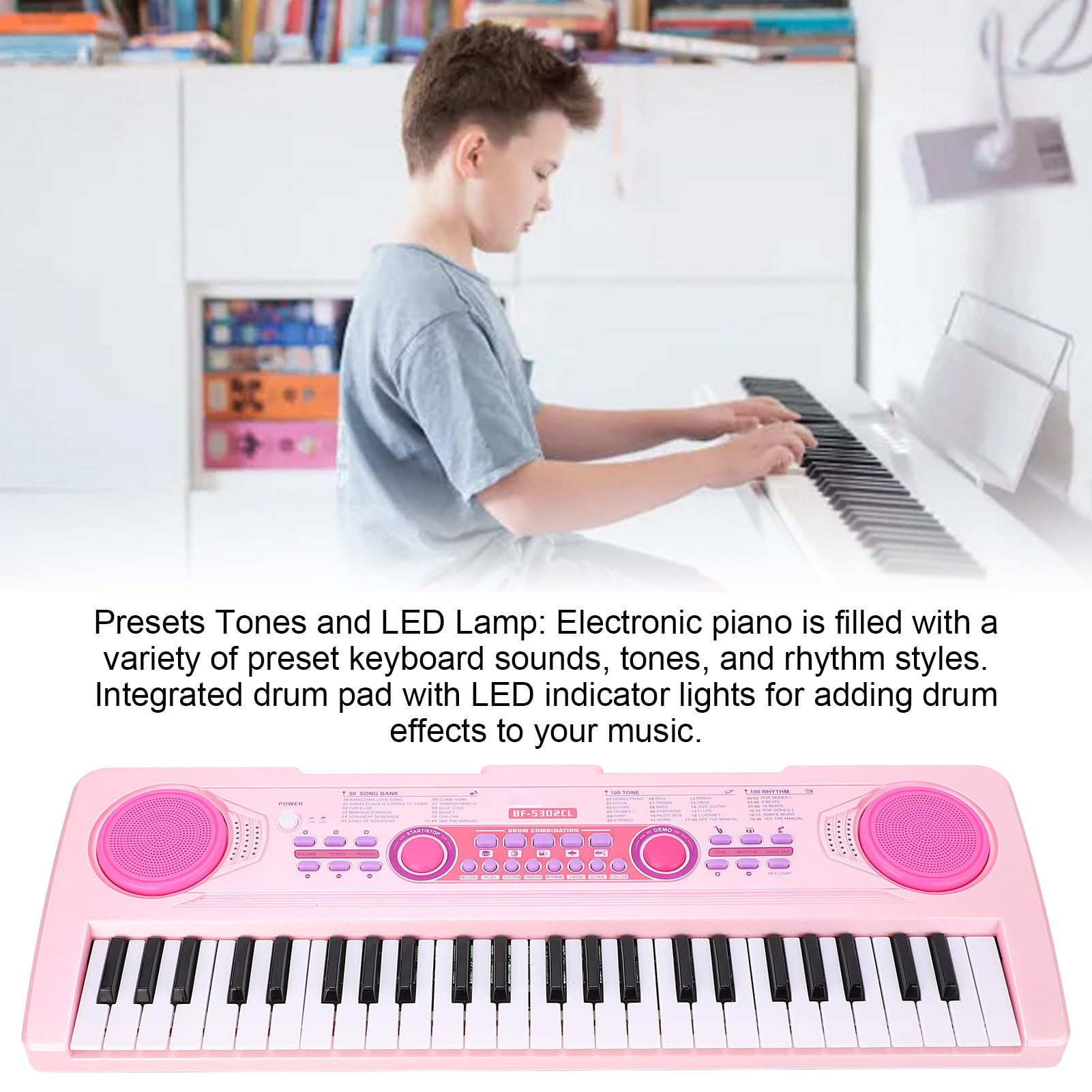 49 Keys Keys Klawiatura Piano 100 Rhythms Tones Dzieci Przenośne cyfrowe instrumenty edukacyjne fortepianu dla dziewcząt chłopcy z mikrofonem
