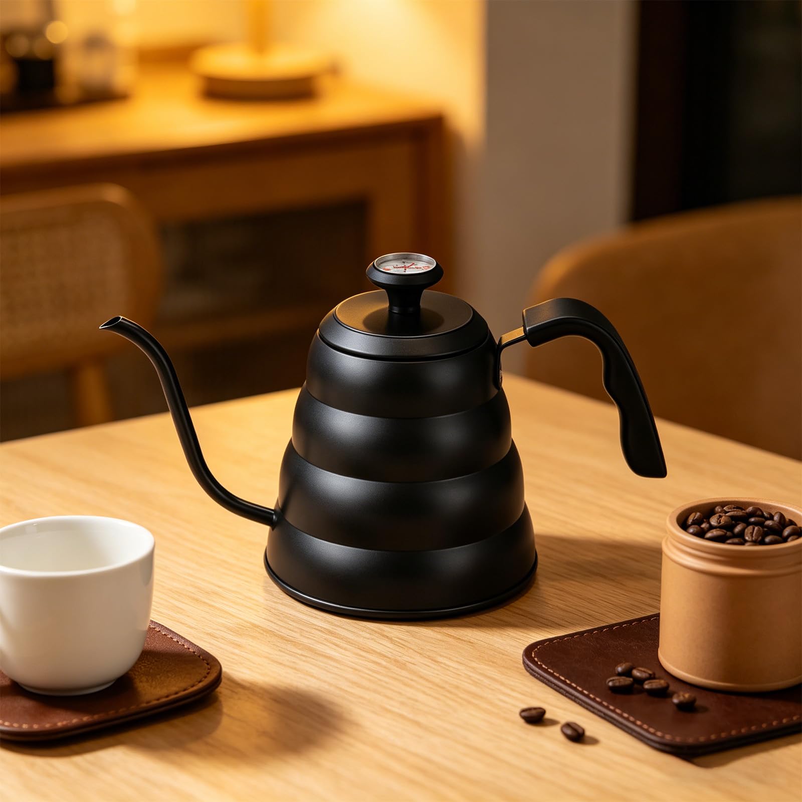 Bollitore da caffè a goccia in acciaio inossidabile con display digitale della temperatura, capacità 1 litro per una preparazione accurata e uso esterno, set per caffè sottile