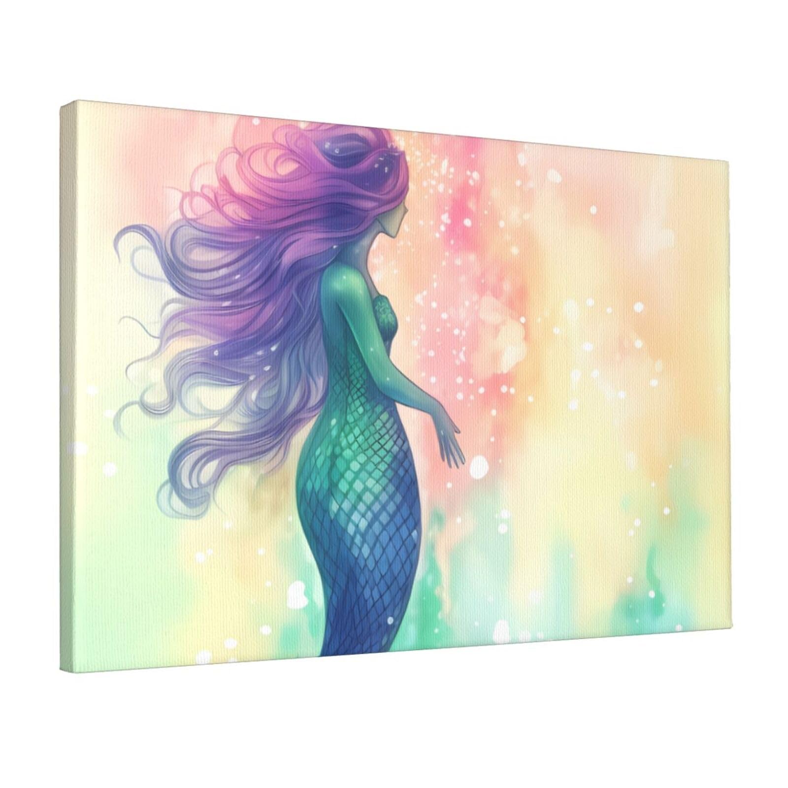 KLOPH Beautiful Mermaid tail Canvas Wall Art for Living Room 12"x18" Modern Artwork Painting for Bathroom Hanging Canvas Prints Aesthetic Wallart for Bedroom Kitchen Office Wall Decor