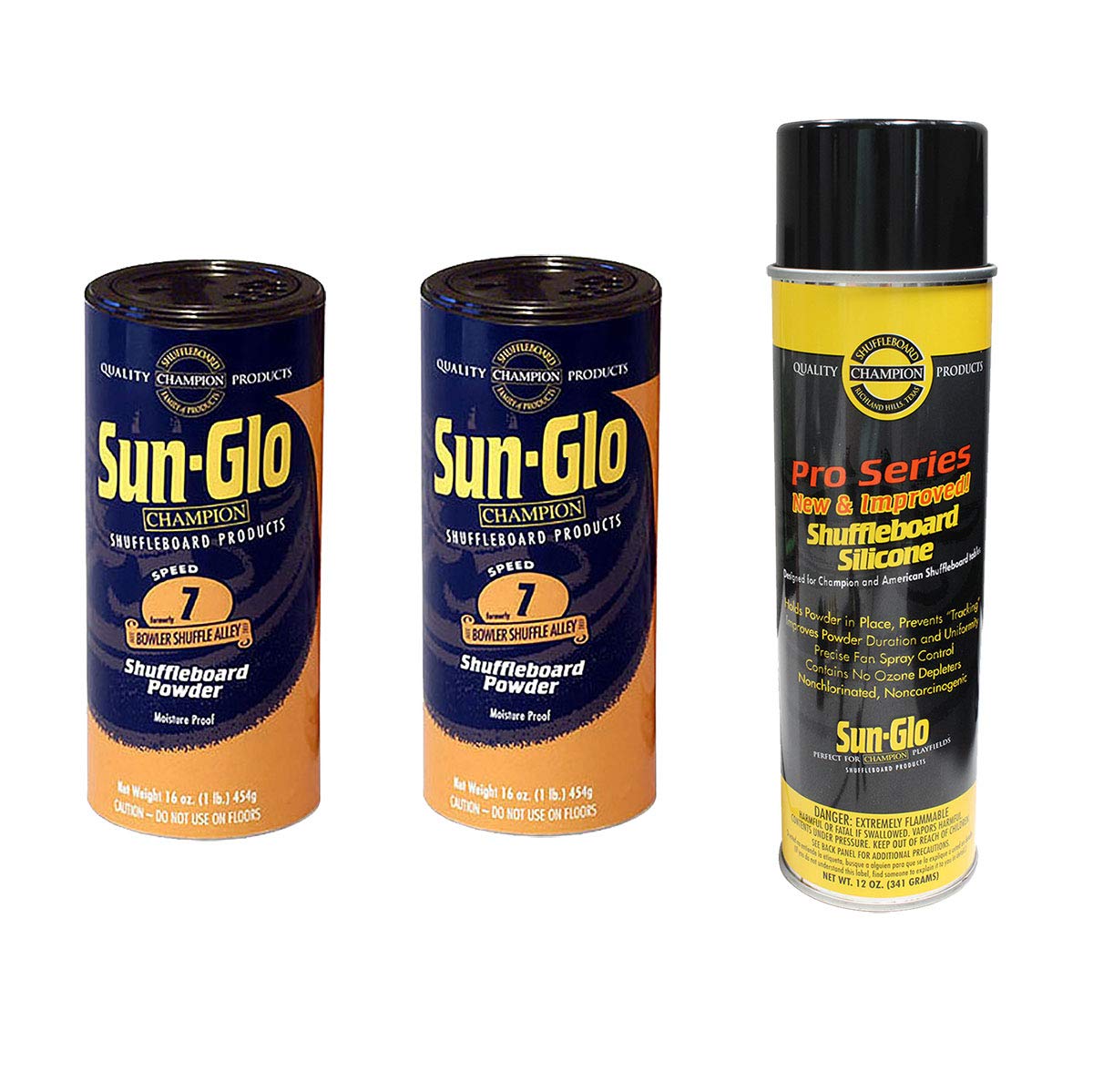 Sun-Glo 2 Cans #7 Shuffle Alley Wax & 1 Can Silicone Spray