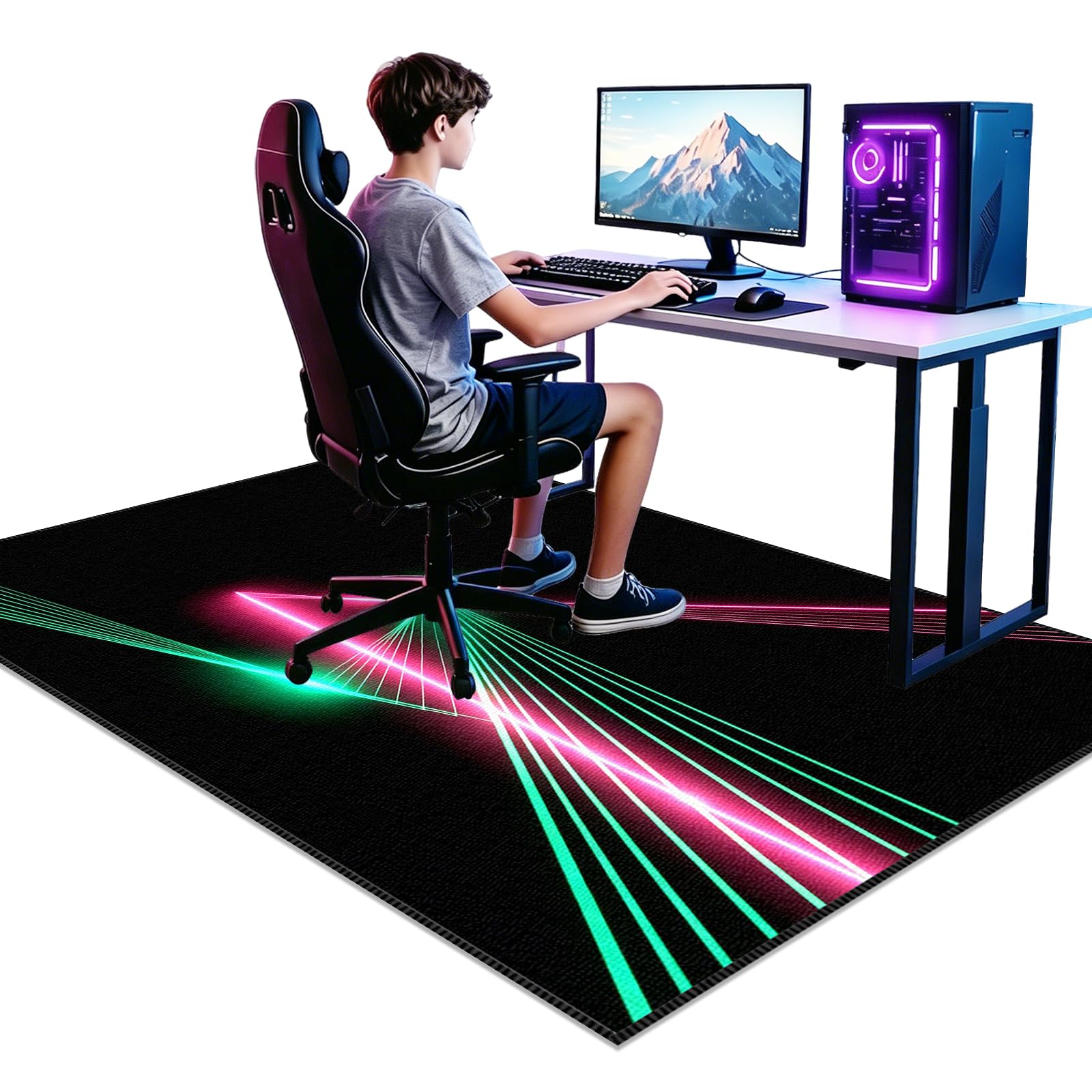 Gaming Rug for Boys Bedroom 40 x 60cm Large Gaming Area Rugs Washable, Rubber Anti-Slip, Boys Bedroom Rugs for Bedroom Living Playroom Home Decor Floor Mat, Kids Rugs Play Mat Gift, 3D Game Rug