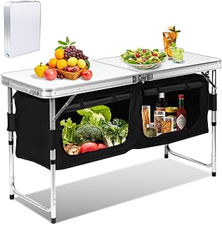 Cocina de camping, armario plegable con estructura de aluminio y compartimentos de almacenamiento, caja de cocina, armario de tienda de campaña, cocina de camping al aire libre, armario de