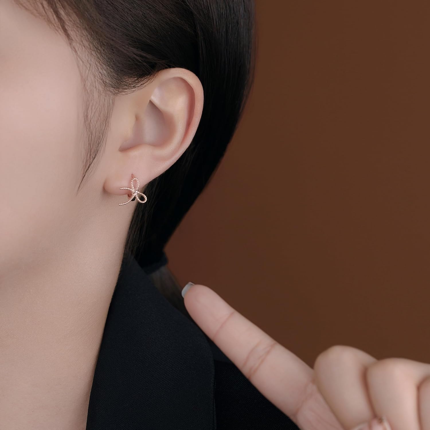 Reffeer Solid 925 Sterling Silver Bow Hoop Earrings Ribbon for Women Teen Girls Bowknot Hoop Earrings Huggie Cartilage Helix Earrings - Image 2