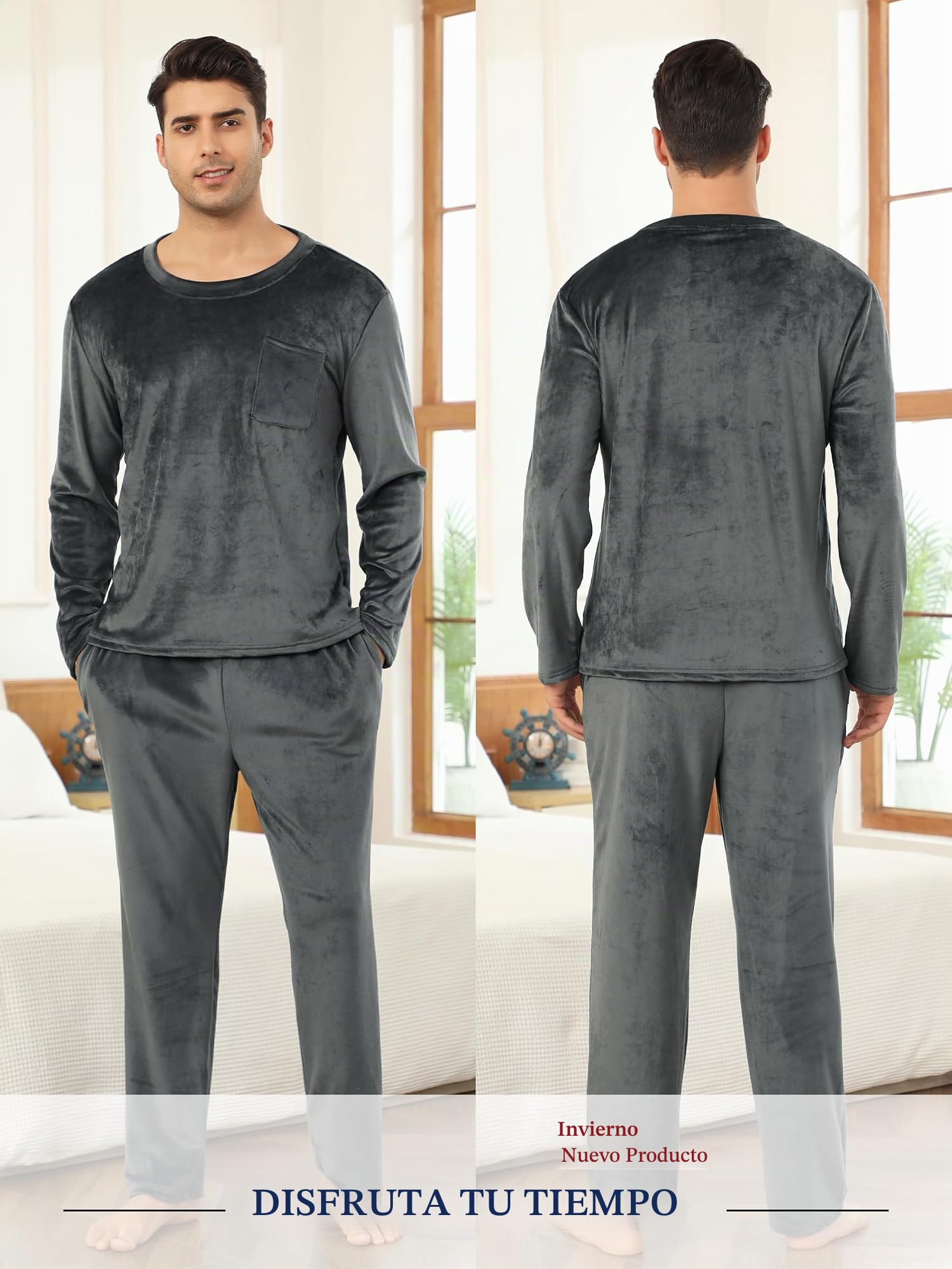 Vlazom Conjunto de Pijama de Invierno para Hombre - Pijama de Franela para casa S-XXL
