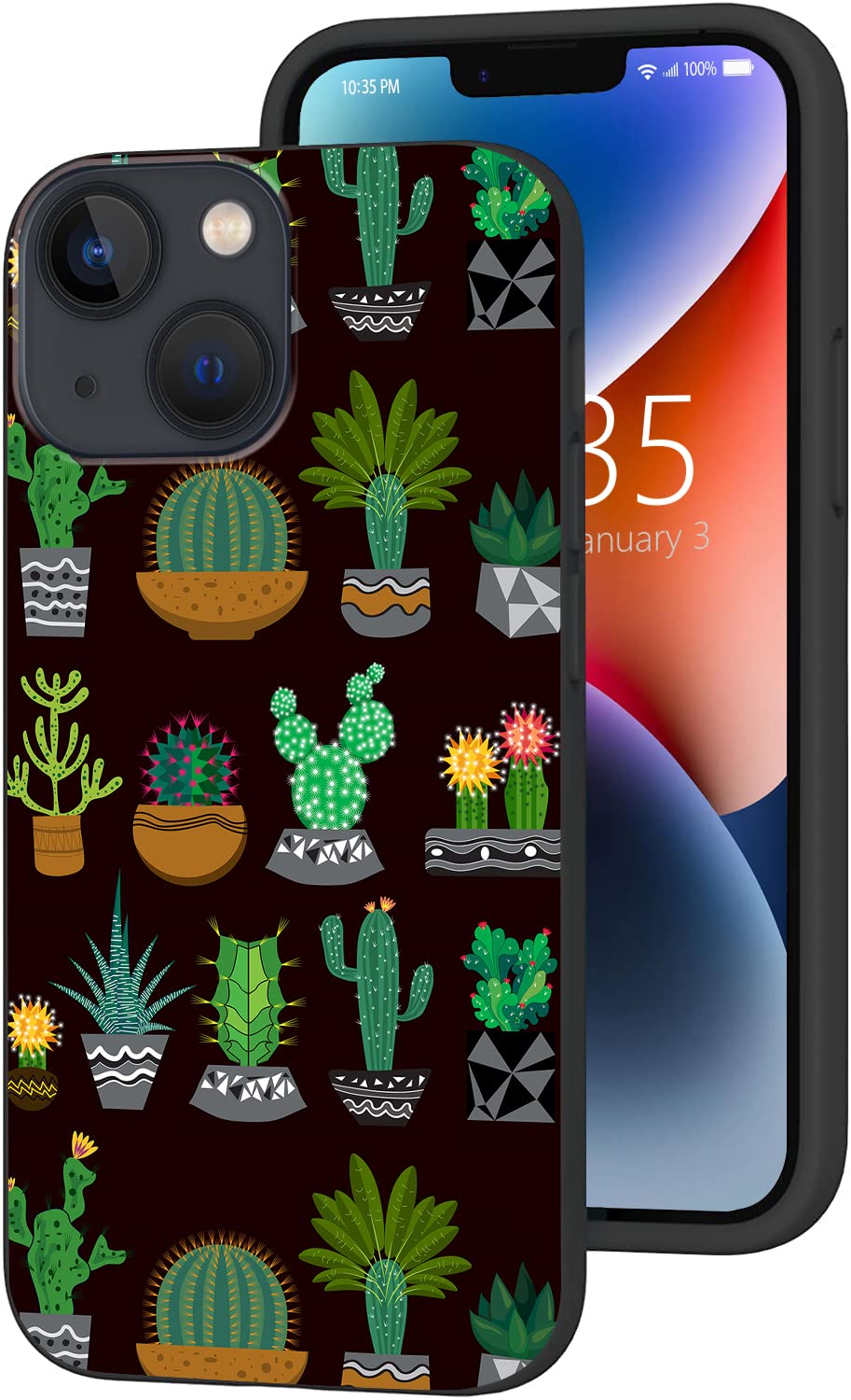 Compatible with iPhone 14 Case,Cactus and Succulents Phone Case for Woman Man TPU Soft Shockproof Protective Case Cover Designed for iPhone 14 6.1 inch