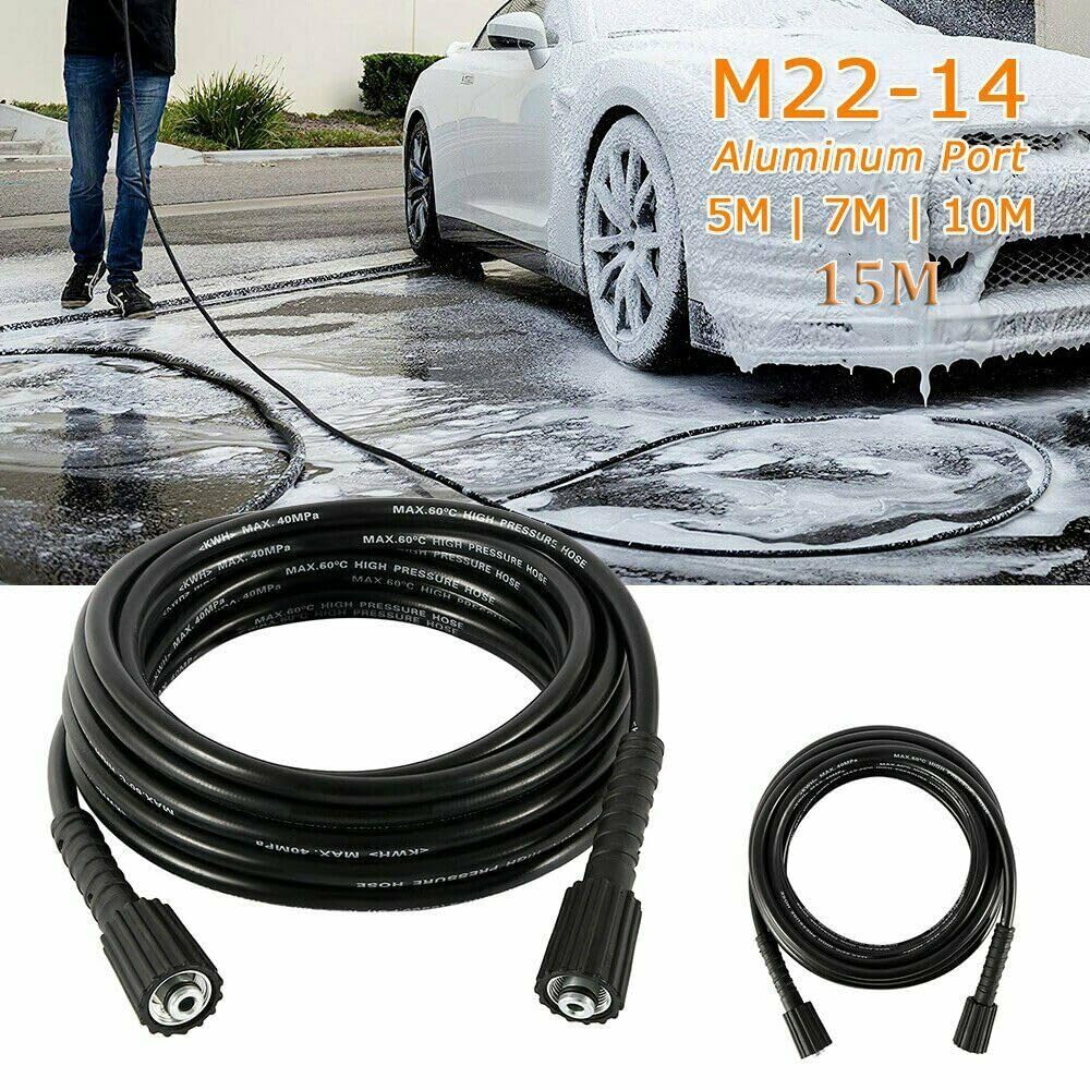 Manguera para lavadora de alta presión, 5/16 pulgadas, 5800 PSI con conector M22, doble cara, flexible de poliéster trenzado, manguera de lavado para limpiador a presión de gas, 5 m