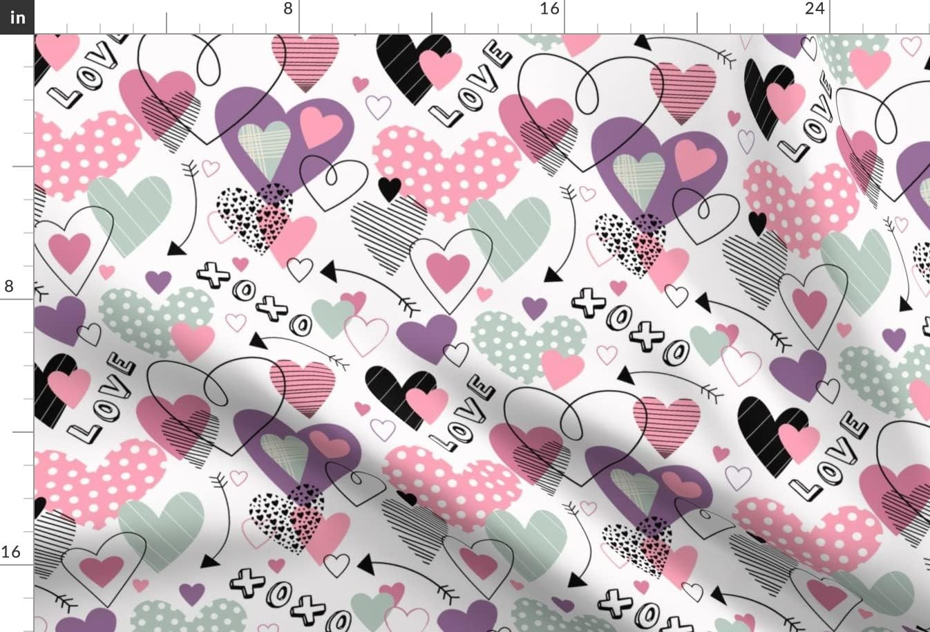 Spoonflower Fabric - Love Valentines Day Hearts Arrows Fun Girls Room Pastels Pastel Printed on Upholstery Velvet Fabric Fat Quarter - Upholstery Home Decor Bottomweight Apparel