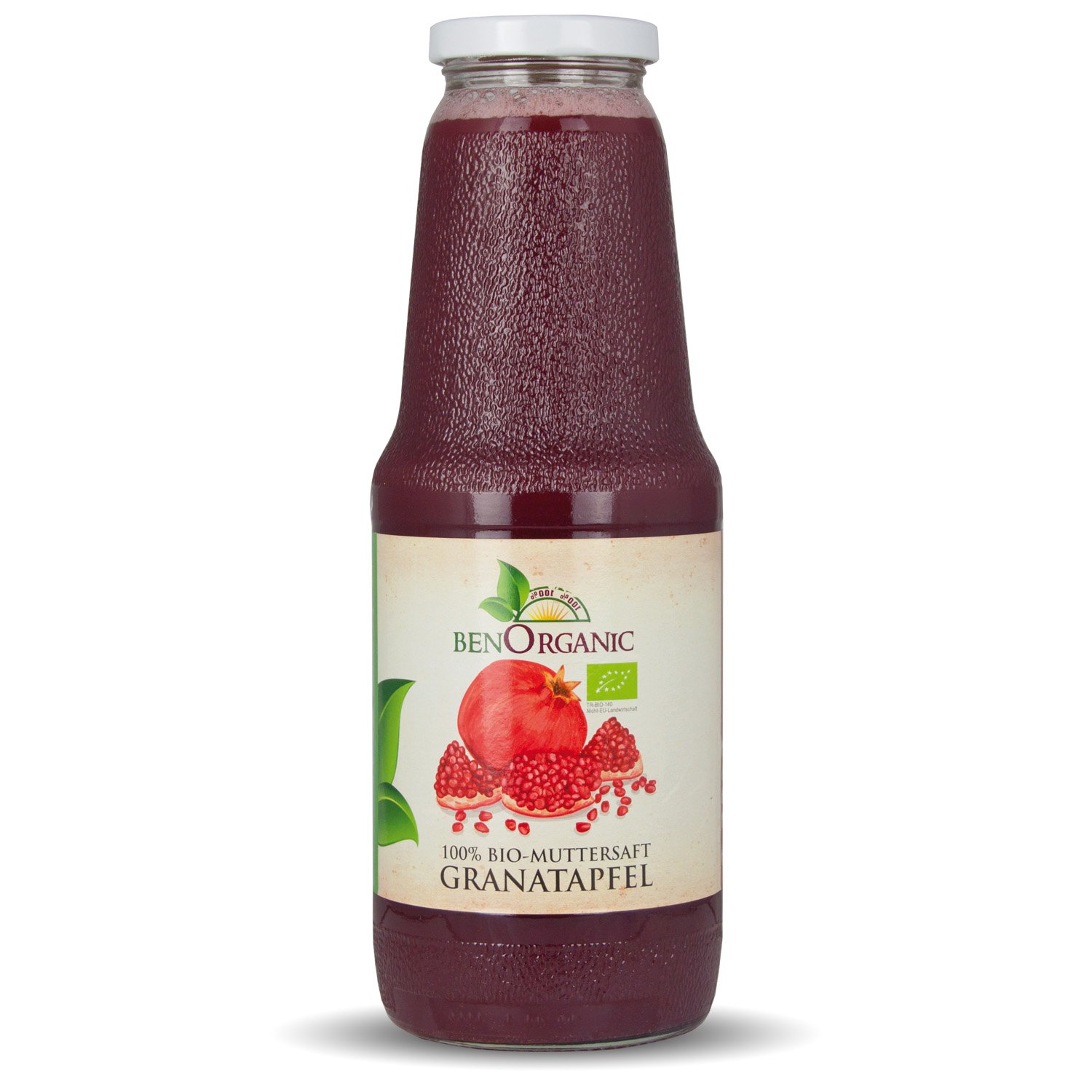 BenOrganic 12 x 1 Liter Bio Granatapfelsaft, 100% Muttersaft aus kontrolliert biologischem Anbau, Direktsaft, Naturtrüb