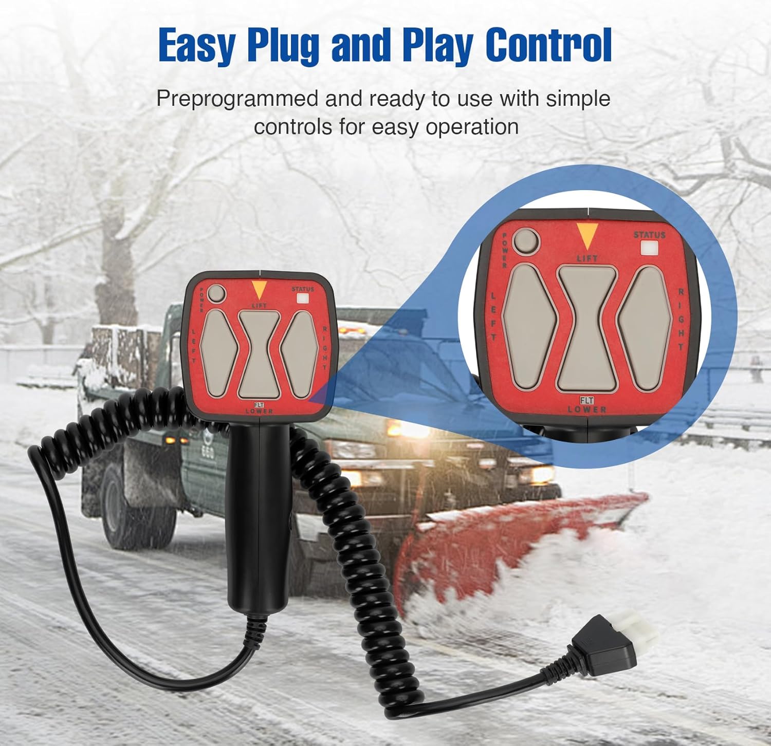 Snowplow Handheld Controller Compatible with Western 56462 56369, Fisher 9400 8292, SAM 1306902, Straight Blade Plows 6 Pin Plug Replacement Switch for Snow Plow Trucks and Winter Driveway Clearing