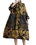 Women's Printed Patchwork Mock Neck Flared Cuffs Dress GZ94 A