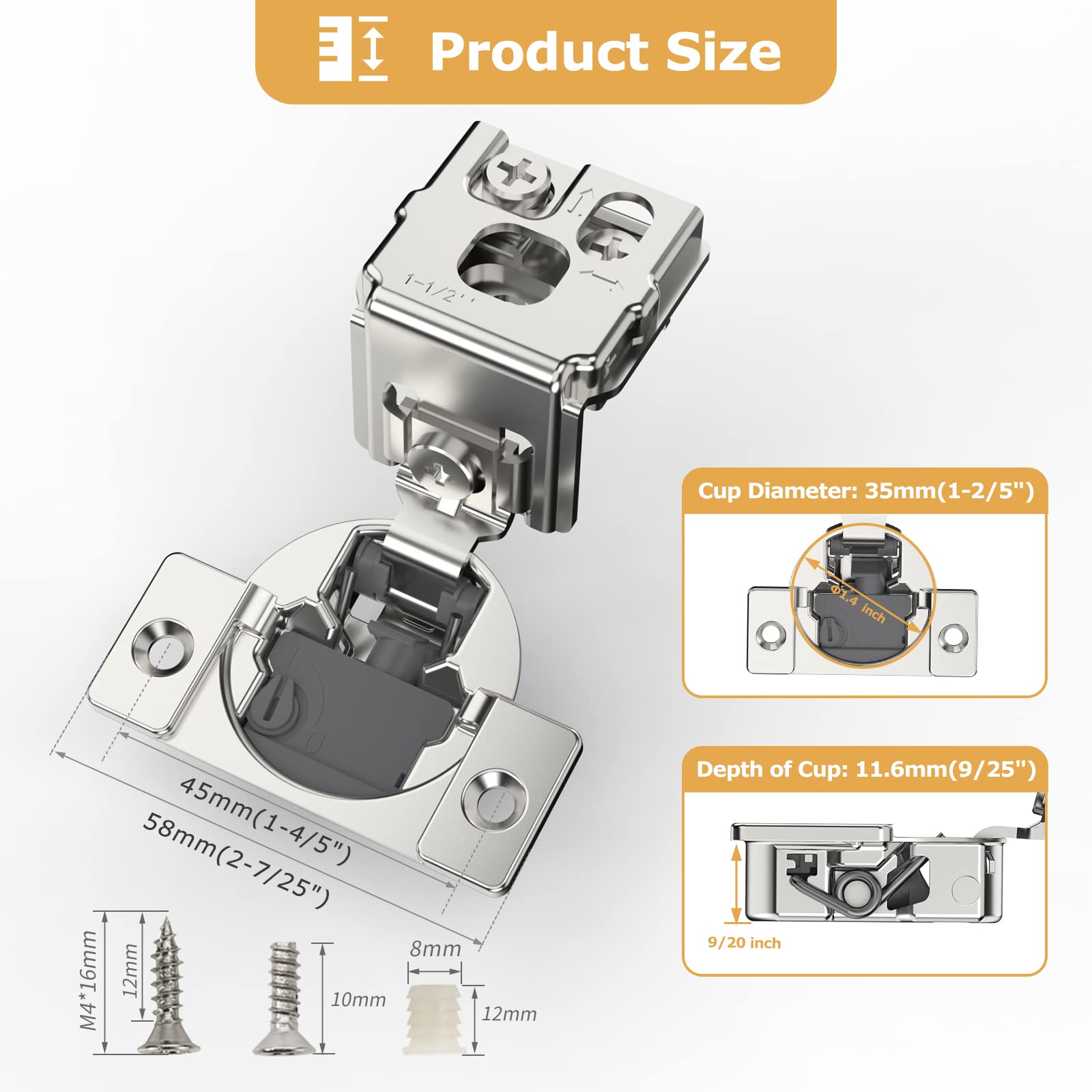FURNIWARE Cabinet or Furniture Hinges