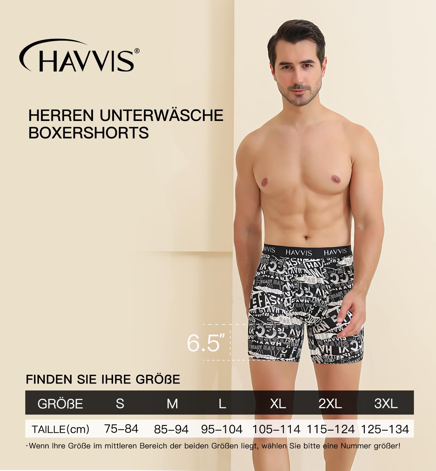 HAVVIS Herren Boxershorts Langes Bein Unterhosen Superweicher Bambus Männer Unterwäsche mit Eingriff