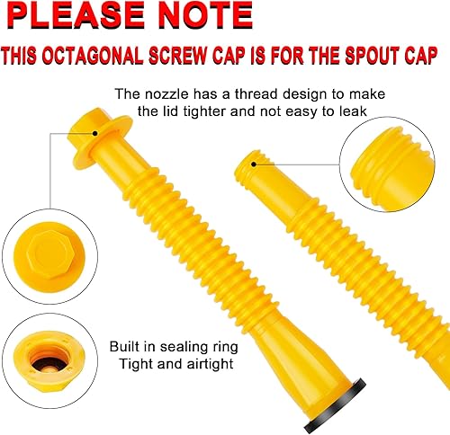 Miniatura 2 de Boquilla de repuesto para latas de gasolina (kit de 5 amarillas), adecuada para la mayoría de latas de aceite de 12510 galones, repuesto flexible de