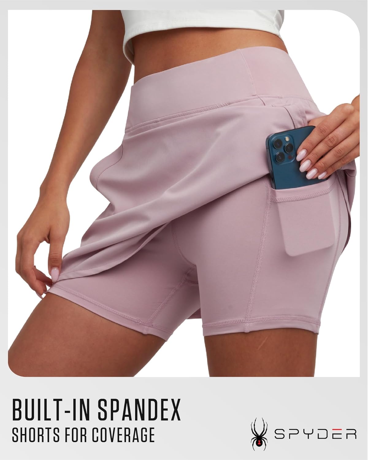 Spyder Womens Skort - Athletic Stretch Mini Skorts for Women - Performance Skirt with Built in Shorts for Golf and Tennis - Image 3