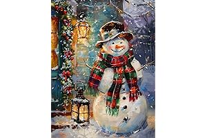 Magnificent Snow-Capped Snowman Immortalized in Shimmering Diamond Painting