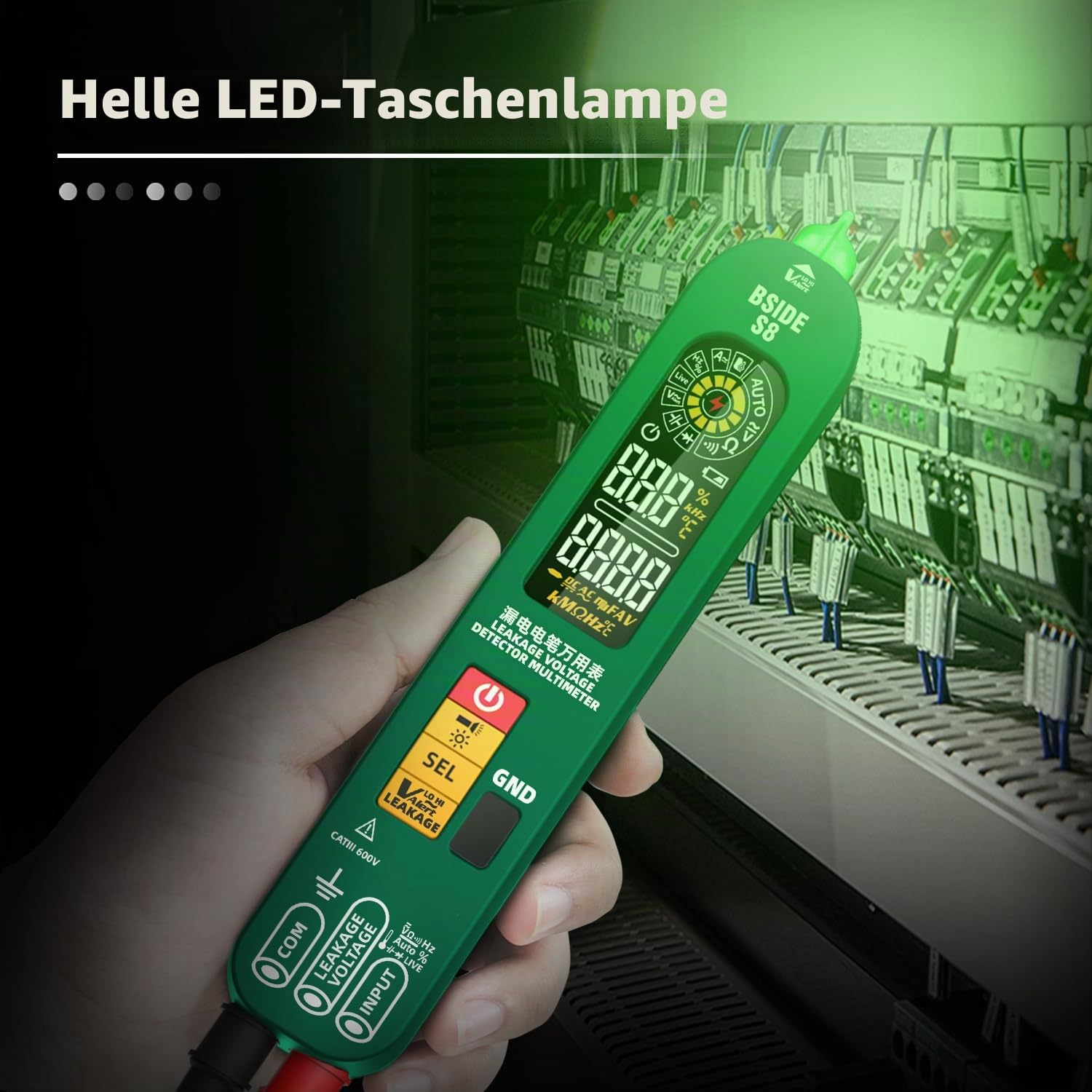 BSIDE S8 Digital Multimeter Automatisch AC Spannungsprüfer Berührungslos Leckspannung Tester 3 in 1 Große Farbdisplay Phasenprüfer Durchgangsprüfer Aufladbare VFD Hz Ohm Kapazitätsmessung