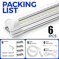 Vista 8 de Barrina Luz LED de tienda de 8 pies, 72 W, 10000 lúmenes, 6500 K, luces de tubo LED enlazables de cubierta transparente, lámpara T8 integrada, luces