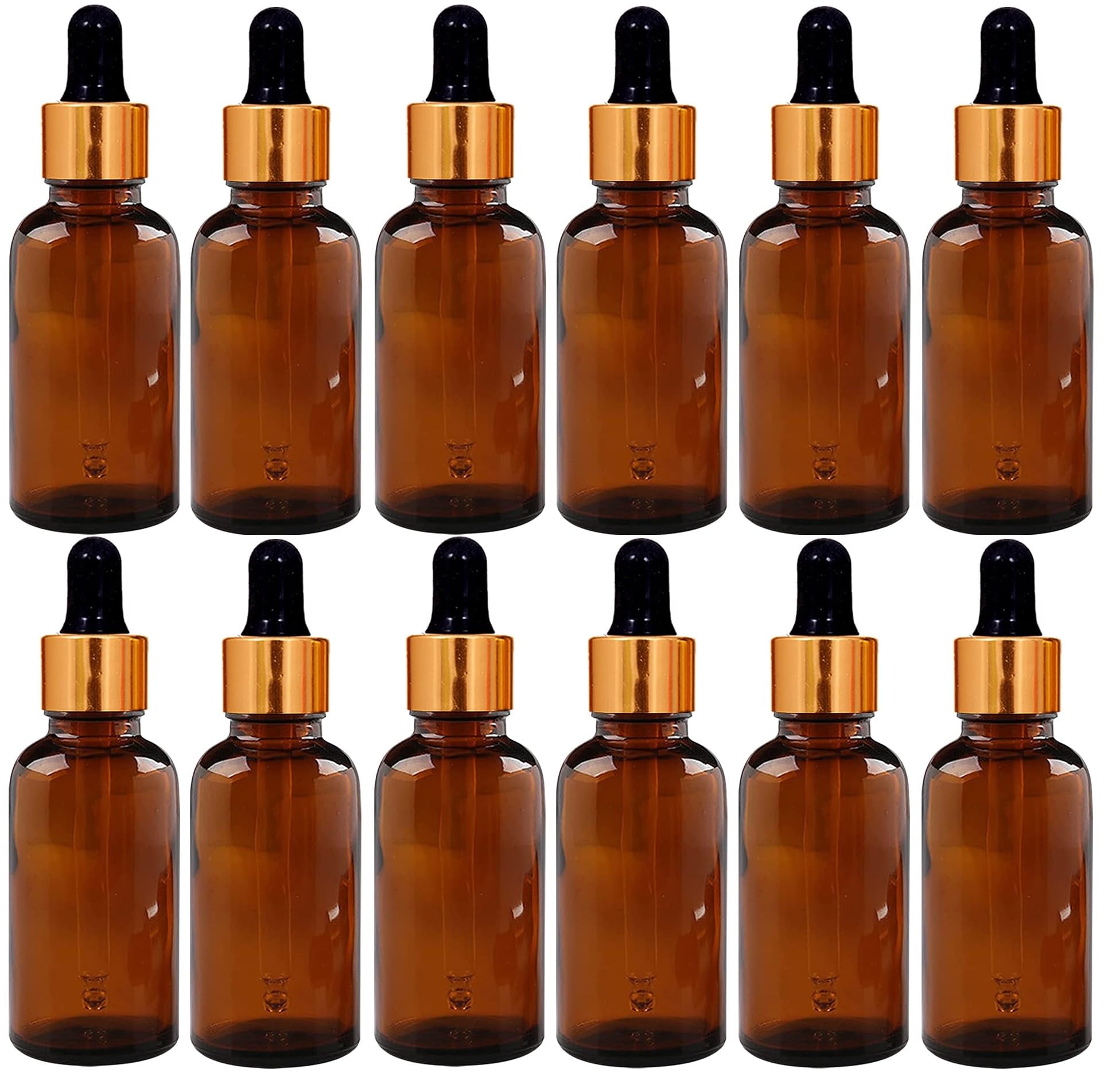 Empty Amber Glass Bottle 100ml (Pack of 12) with Leak Proof Dropper + Gold Ring + Silicon Black Teat, Refillable, Reusable for Essential Oils, Blends, DIY Perfumes-image-24