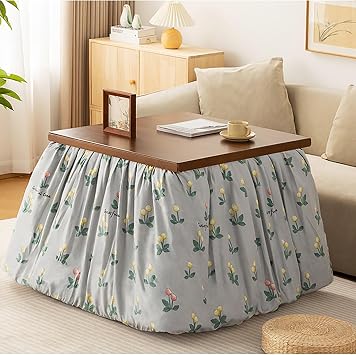 NEONMAN Kotatsu Table, Kotatsu Set, Kotatsu Table, High Type, Thick Pure Bamboo, Foldable, Rapid Heating, Space Saving, Strong Load Capacity Stable and Durable, Easy to Clean, Large Storage Space,