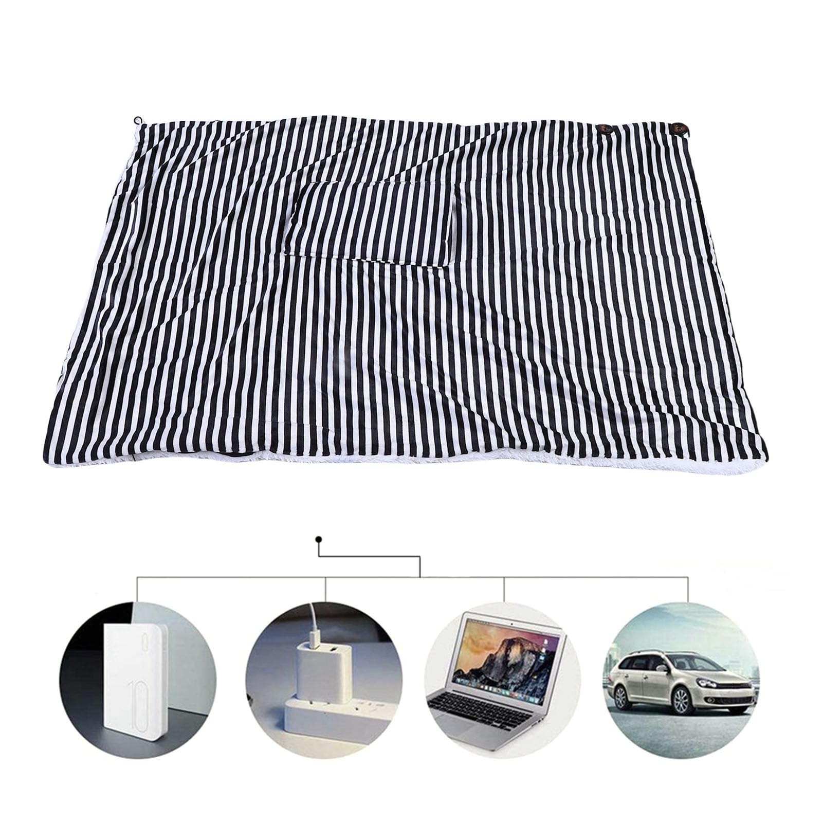 Coperta Elettrica, Morbida Coperta Riscaldata Tramite USB con 3 Livelli di Calore e Timer, Accogliente per la Casa e i Viaggi (BLACK)